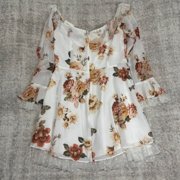 Majorelle White Floral Ruffle Mini Dress Medium - Picture 6 of 8